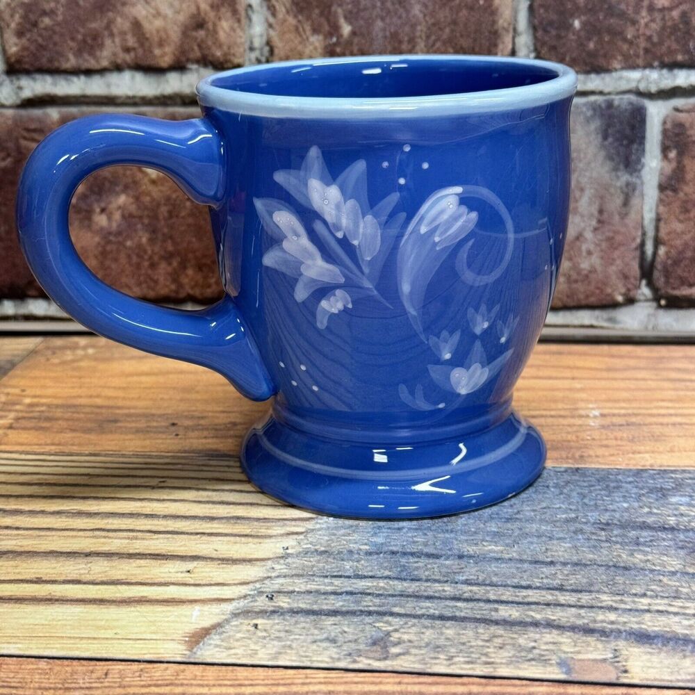 Hallmark Kimberly Hodges Coffee Mug Cup Collectible 16oz Blue Floral Ceramic EUC